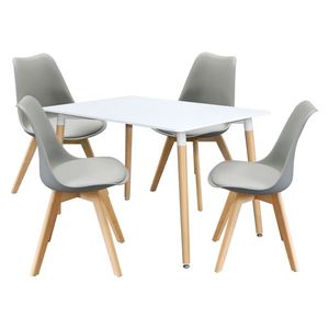 Jídelní SET stůl FARUK 120 x 80 cm + 4 židle TALES, bílá/šedá obraz