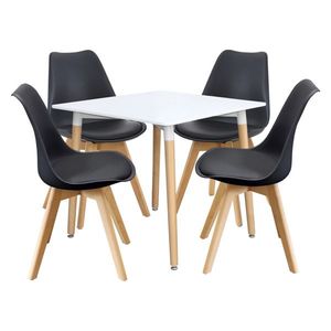 Jídelní SET stůl FARUK 80 x 80 cm + 4 židle TALES, bílá/černá obraz