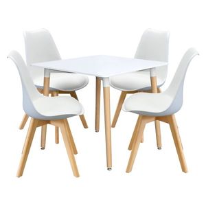 Jídelní SET stůl FARUK 80 x 80 cm + 4 židle TALES, bílý obraz