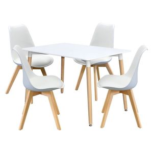 Jídelní SET stůl FARUK 120 x 80 cm + 4 židle TALES, bílý obraz