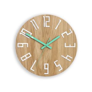 Dřevěné nástěnné hodiny SLIM Bílo-mentolové obraz