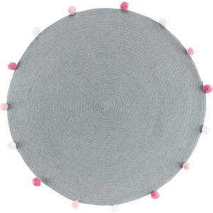 Světle šedý kulatý koberec ø 90 cm Pompomparty – douceur d'intérieur obraz