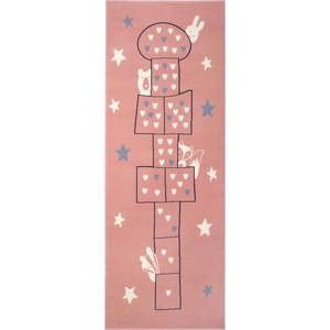 Dětský růžový koberec Hanse Home Adventures Jump, 100 x 250 cm obraz