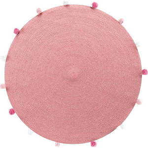 Růžový kulatý koberec ø 90 cm Pompomparty – douceur d'intérieur obraz