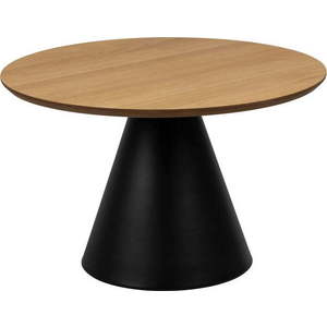 Černo-přírodní kulatý konferenční stolek s deskou v dubovém dekoru ø 65 cm Soli – Actona obraz