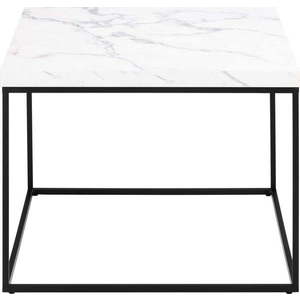 Bílý konferenční stolek s deskou v dekoru mramoru 60x60 cm Barossa – Actona obraz