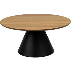Černo-přírodní kulatý konferenční stolek s deskou v dubovém dekoru ø 85 cm Soli – Actona obraz