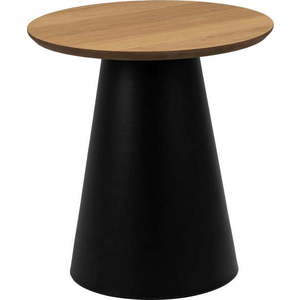 Černo-přírodní kulatý konferenční stolek s deskou v dubovém dekoru ø 45 cm Soli – Actona obraz