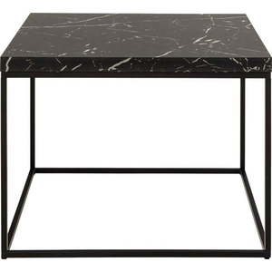 Černý konferenční stolek s deskou v dekoru mramoru 60x60 cm Barossa – Actona obraz