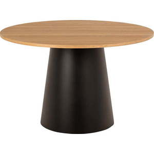 Černo-přírodní kulatý jídelní stůl s deskou v dubovém dekoru ø 120 cm Soli – Actona obraz