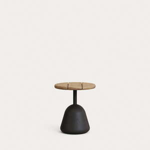 Kulatý konferenční stolek s deskou z akácie v černo-přírodní barvě ø 43 cm Saura – Kave Home obraz