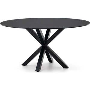 Černý kulatý jídelní stůl se skleněnou deskou ø 150 cm Argo – Kave Home obraz