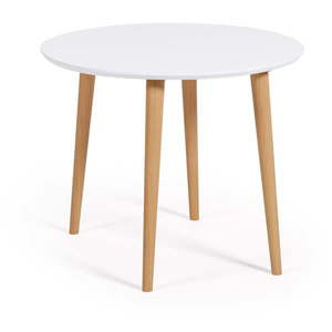 Bílý kulatý rozkládací jídelní stůl s bílou deskou ø 90 cm Oqui – Kave Home obraz