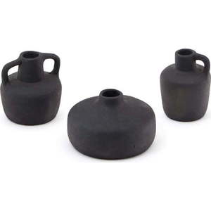 Černé terakotové vázy v sadě 3 ks (výška 6 cm) Sofra – Kave Home obraz