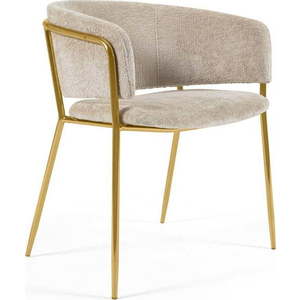 Jídelní židle v béžovo-zlaté barvě v sadě 2 ks Runnie – Kave Home obraz