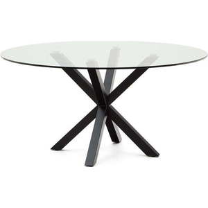Černý kulatý jídelní stůl se skleněnou deskou ø 150 cm Argo – Kave Home obraz