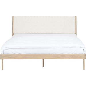 Bílá/přírodní dvoulůžková postel z dubového dřeva 180x200 cm Fawn – Gazzda obraz