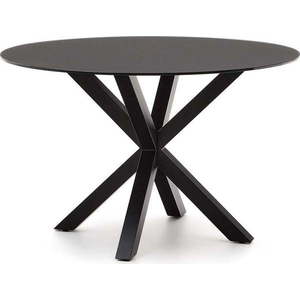 Černý kulatý jídelní stůl se skleněnou deskou ø 120 cm Argo – Kave Home obraz