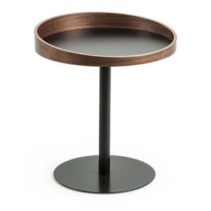 Kulatý odkládací stolek s deskou v dekoru ořechového dřeva ø 46 cm Kaori – Kave Home obraz