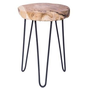 DekorStyle Dřevěná stolička s kovovými nohami obraz