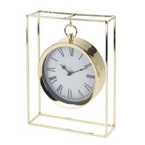 DekorStyle Stolní kovové hodiny 25 cm zlaté obraz