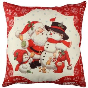 Hanah Home Vánoční dekorační polštář se sněhuláky VASO 43x43 cm bílý/červený obraz