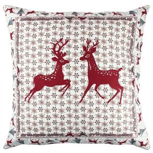 Hanah Home Vánoční dekorační polštář se soby VASO 43x43 cm bílý/červený obraz