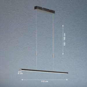 FISCHER & HONSEL Závěsné svítidlo Beat LED, černá/niklová barva, délka 113 cm obraz