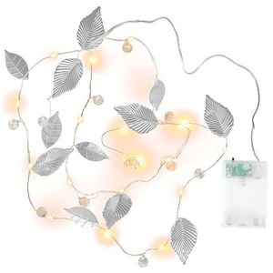 Nexos 86925 Osvětlení perly a stříbrné listy, 20 LED, teplá bílá obraz