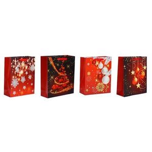 Sada vánočních dárkových tašek 4 ks, červená, 26 x 32 x 10 cm obraz