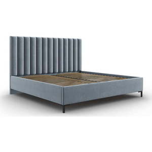 Světle modrá čalouněná dvoulůžková postel s úložným prostorem s roštem 140x200 cm Casey – Mazzini Beds obraz