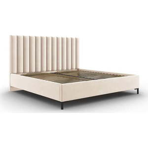 Béžová čalouněná dvoulůžková postel s úložným prostorem s roštem 200x200 cm Casey – Mazzini Beds obraz