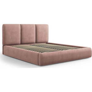 Světle růžová čalouněná dvoulůžková postel s úložným prostorem s roštem 160x200 cm Brody – Mazzini Beds obraz