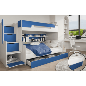 ArtBed Dětská patrová postel HARRY | bílá/modrá obraz