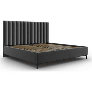 Tmavě šedá čalouněná dvoulůžková postel s úložným prostorem s roštem 200x200 cm Casey – Mazzini Beds obraz