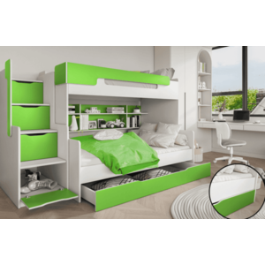 ArtBed Dětská patrová postel HARRY | bílá/zelená obraz