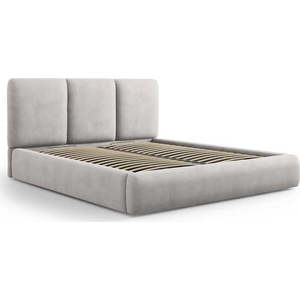 Světle šedá čalouněná dvoulůžková postel s úložným prostorem s roštem 200x200 cm Brody – Mazzini Beds obraz