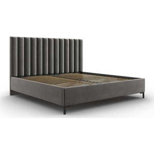 Šedá čalouněná dvoulůžková postel s úložným prostorem s roštem 200x200 cm Casey – Mazzini Beds obraz