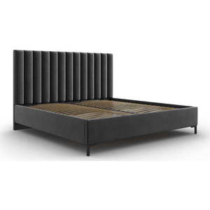 Tmavě šedá čalouněná dvoulůžková postel s úložným prostorem s roštem 180x200 cm Casey – Mazzini Beds obraz