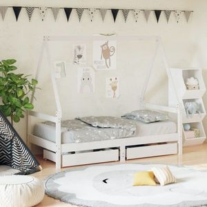Dětská postel se zásuvkami bílá 80x160 cm masivní borové dřevo obraz