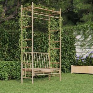 Zahradní lavice s pergolou 116 cm bambus obraz