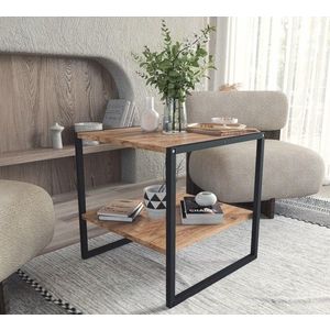 Konferenční stolek FIDŽI 50x50 cm, borovice/černá obraz