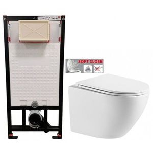 DEANTE Podomítkový rám, pro závěsné WC mísy bez tlačítka + WC INVENA LIMNOS WITH SOFT, včetně soft/close sedátka CST_WC01 X LI1 obraz