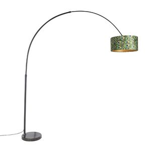Botanická oblouková lampa černý sametový odstín páv design 50 cm - XXL obraz