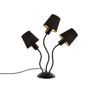 Designová stolní lampa černá 3-světelná s upínacím stínidlem - Wimme obraz