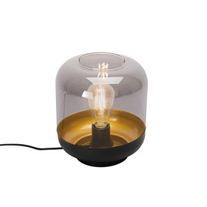 Designová stolní lampa černá se zlatem a kouřovým sklem - Kyan obraz