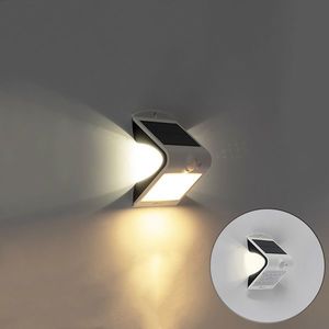 Venkovní nástěnné svítidlo bílé 14, 5 cm s potkávacím světlem a senzorem na solární - Daya obraz