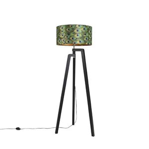 Stojací lampa stativ černá s odstínem páv design 50 cm - Puros obraz