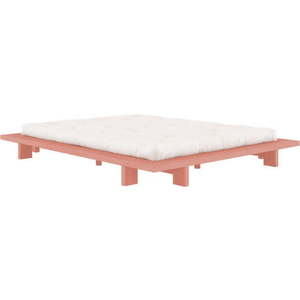 Světle růžová dvoulůžková postel z borovicového dřeva s roštem 160x200 cm Japan – Karup Design obraz