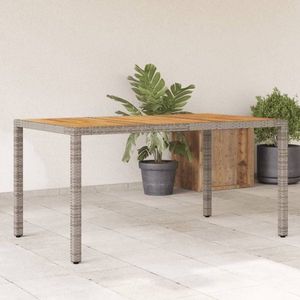 Zahradní stůl s akáciovou deskou šedý 150x90x75 cm polyratan, Zahradní stůl s akáciovou deskou šedý 150x90x75 cm polyratan obraz